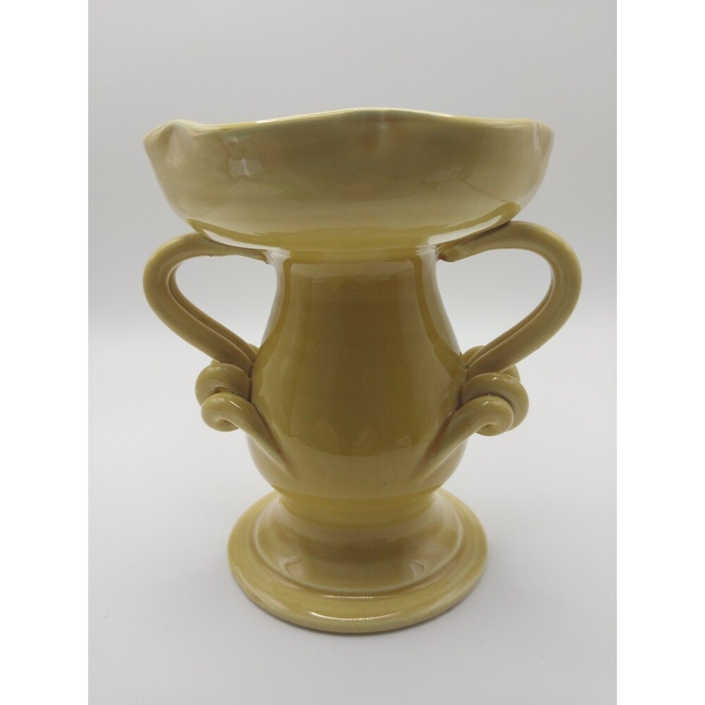 Tuscan Garden Vietri Italy 5.5" Mustard Yellow Ceramic Pillar Candle Holder